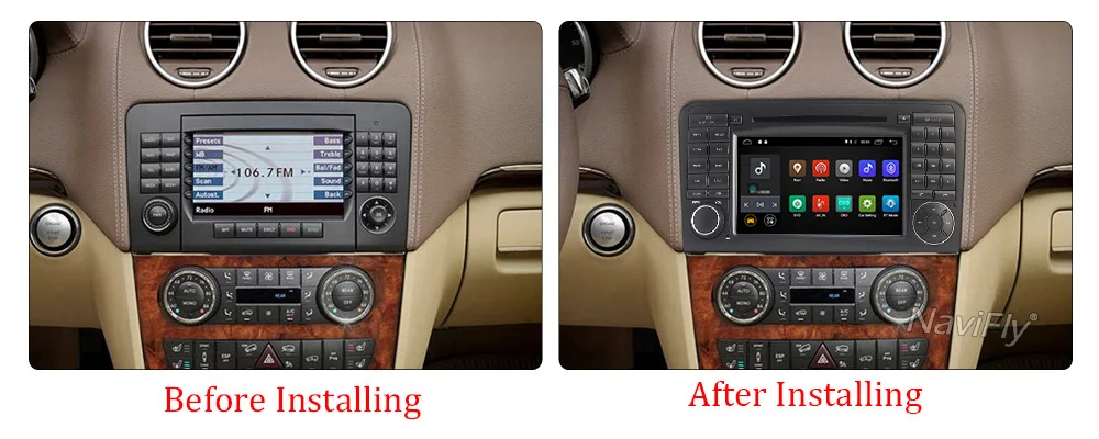 Top NaviFly 7 inch 2 din Android7.1 car dvd radio for Mercedes/Benz/ML ML350 L450 ML500/GL CLASS W164 GL320 GL350 GL420 car gps 7
