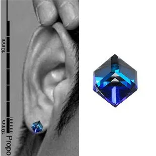 0 70 Carat Mens Single Stud Earring Platinum Fancy Blue Diamond