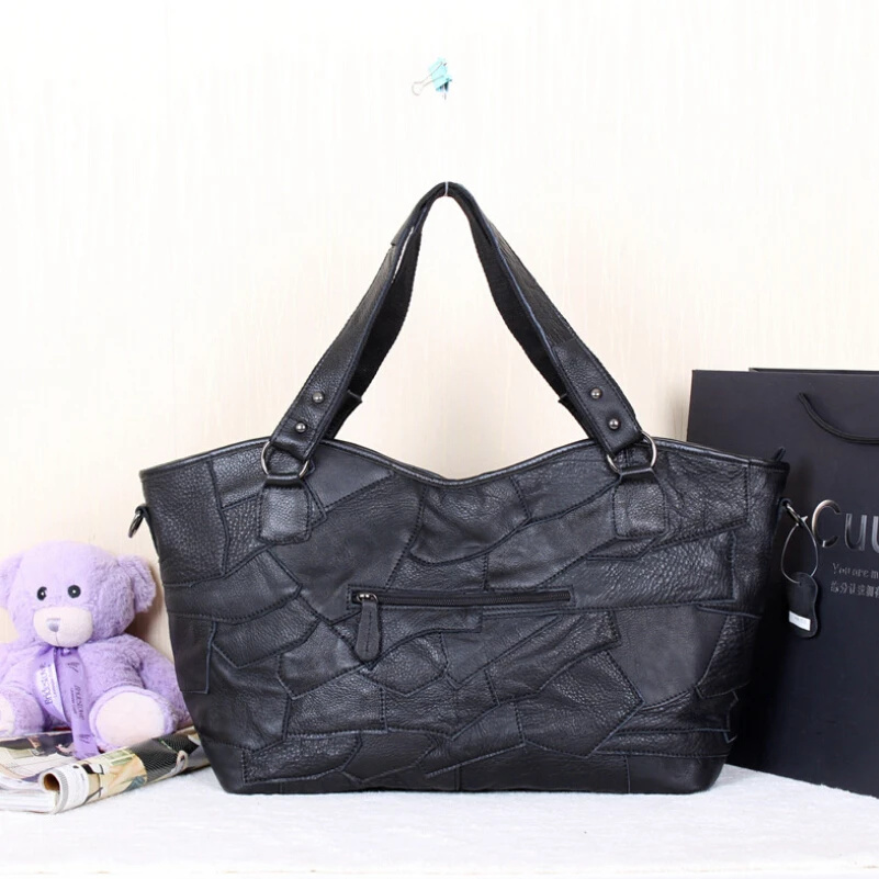 Женские сумки-тоут из натуральной кожи черные сумки на плечо для женщин женские сумки
