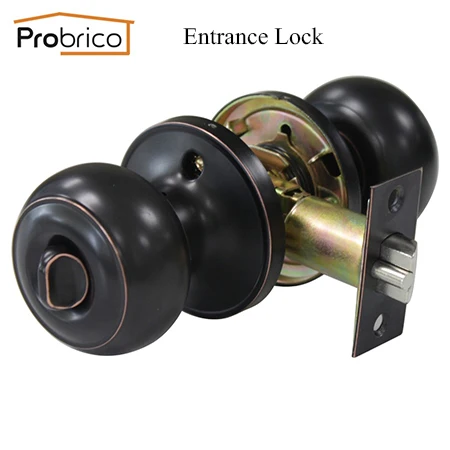 Probric дверные ручки подкладке плоский шар Locksets Нержавеющая сталь масло втирают Бронзовый Американский проход дверные ручки для Ванная