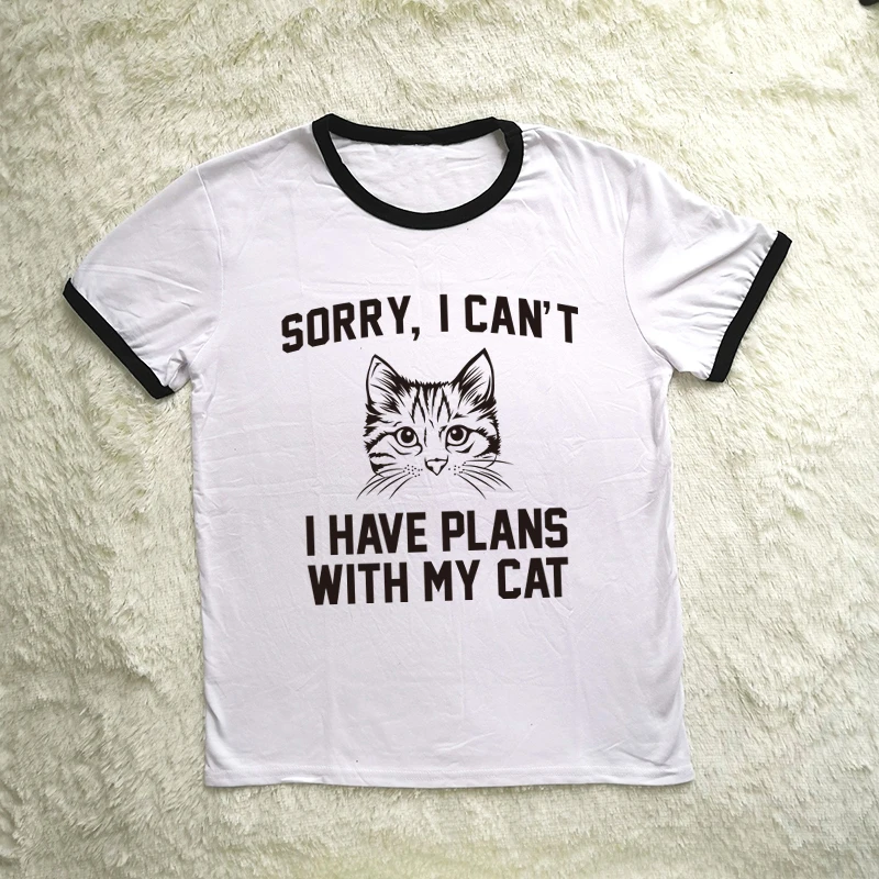 Sorry I Can/'t I have Plans With My Cat Gift Cat Owner Lady Womens T-Shirt