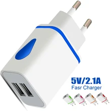 5V/2.1A Luminous 2USB Hub USB Fast Charger for Iphone Samsung Xiomi Huawei Charge EU plug Adapter Tablet power connector