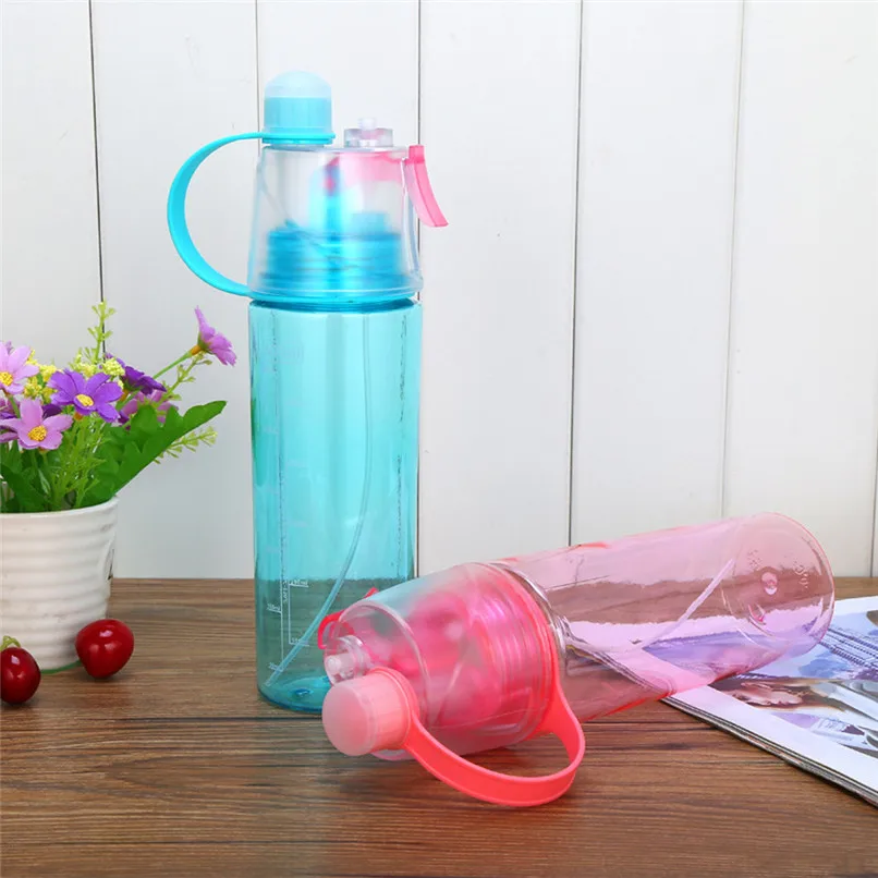 600 ml Sport Cycling Mist Spray Water Gym Beach Bottle Leak-proof Drinking Portable Cool Creative Spray Water Bottle #3a17 @Y