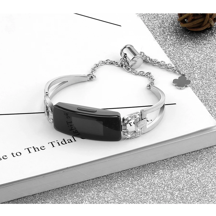 Correia de Pulso para Mulheres Pulseira para Fitbit Faixa de Relógio de Metal em Aço Inoxidável Banda Substituição Fitbit Inspirar hr Pulseira