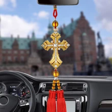 Подвеска для автомобиля, металлический кристалл, алмаз, крест, зеркало, висячие украшения для автомобиля, украшение интерьера, крест в автомобиле, аксессуары