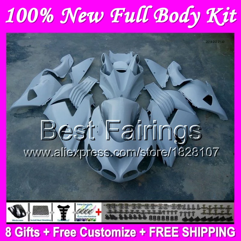 

Fairing For KAWASAKI ALL White NINJA ZX14R 12-14 ZZR1400 12 13 14 B323 ZZR-1400 ALL gloss white 2012 2013 2014 ZZR 1400 +Decal