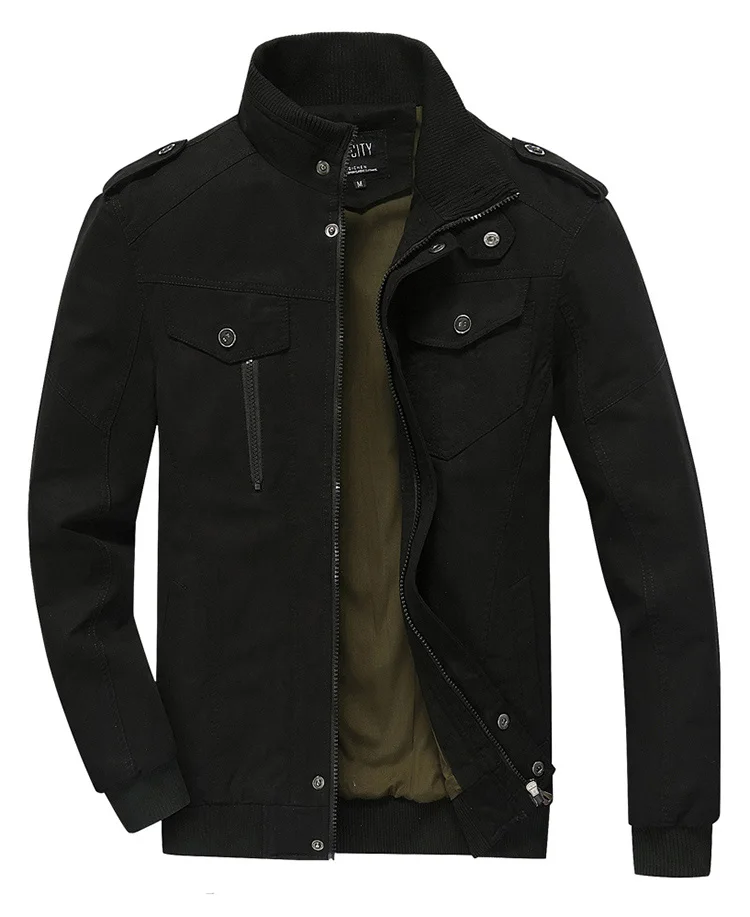 LetsKeep, Весенняя армейская куртка-бомбер, Мужская Осенняя Тактическая Военная куртка, Мужская хлопковая повседневная куртка, пальто размера плюс 6XL, MA340 - Цвет: Black