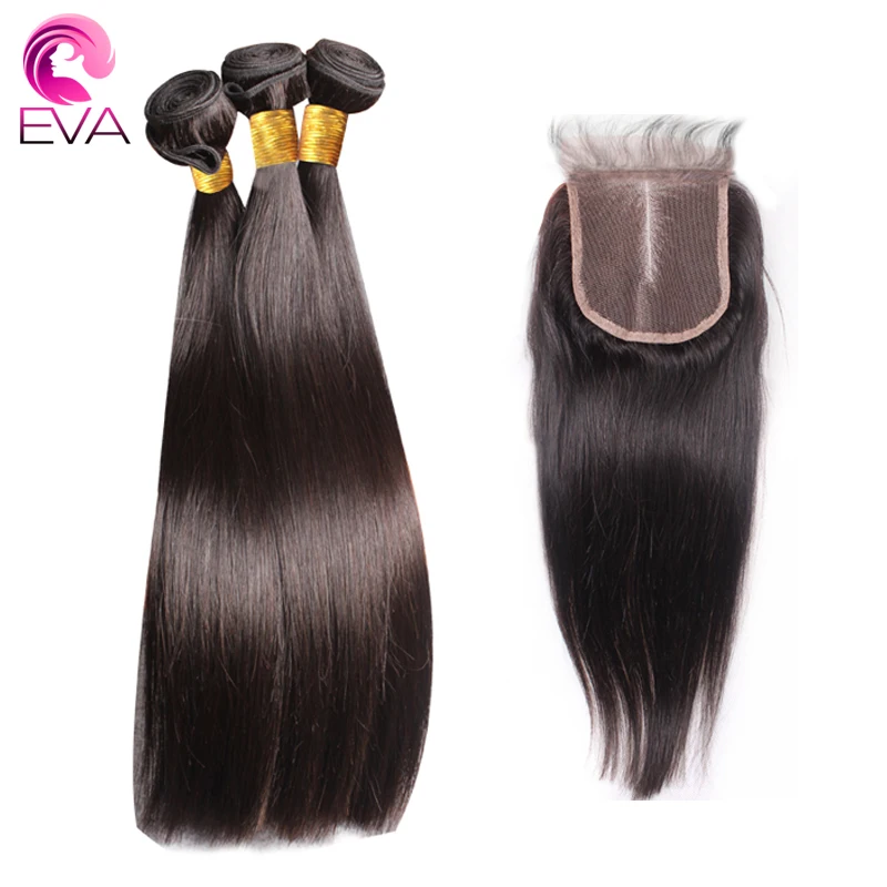 

6A Peruvian Straight Virgin Hair With Closure 4pcs Lot,Silky Straight Human Hair Bundle With Lace Closure,3 Bundles With Closure