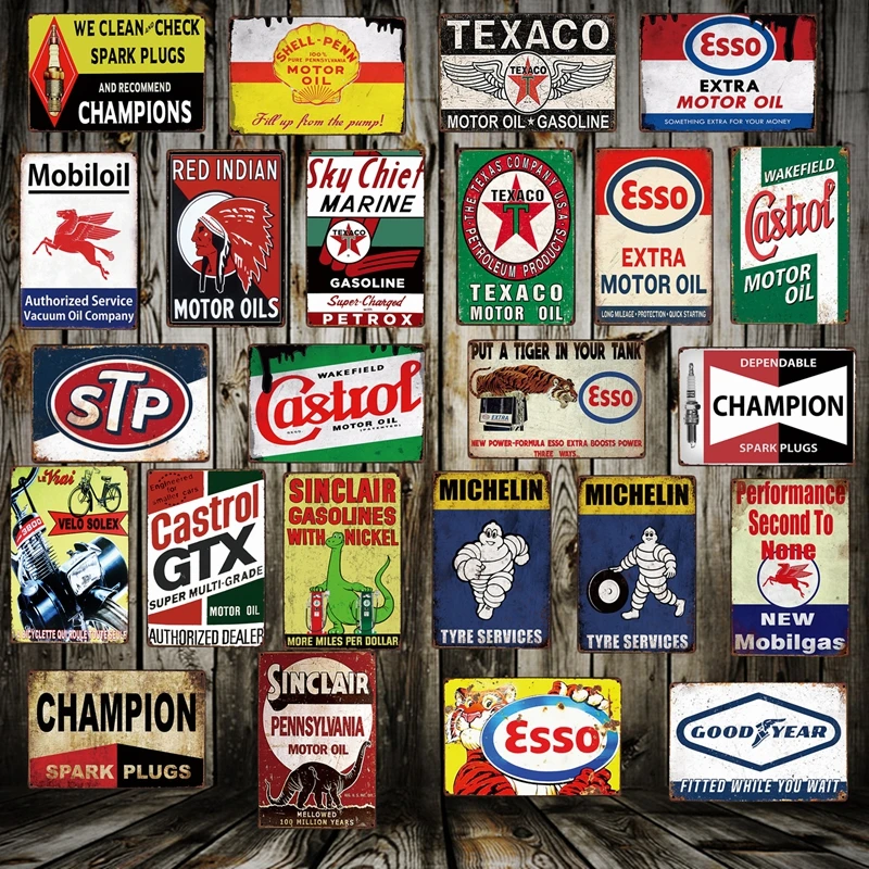 

[ WellCraft ] TEXACO ESSO STP India Shell Champion Garage Oil Metal Signs Poster Decor for Bar Pub Iron Painting Home FG-221