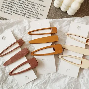 

1PC New Design Hair Accessories Korea Hollow Geometric Waterdrop Hair Clips Vintage Handmade Wood Hairpins Barrettes Hot Sale