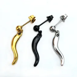 High Quality Moon Pendant Stud Earrings For Women Men Ear Stainless Steel Piercing Earring Jewelry