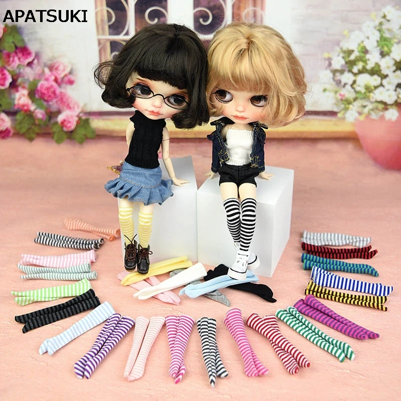 5 пара/лот носки средней длины для кукол Blythe цветные Барби хлопковые 1/6 аксессуары