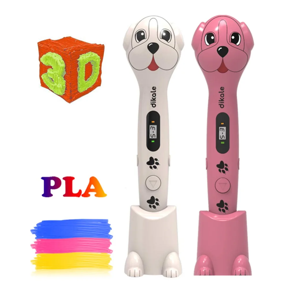 Dikale 3D Drawing Pen Cute Dog 3D Scribble Printing Pen Lapiz Stylo 3D Printer Pencil Canetas Christmas Present Birthday Gift