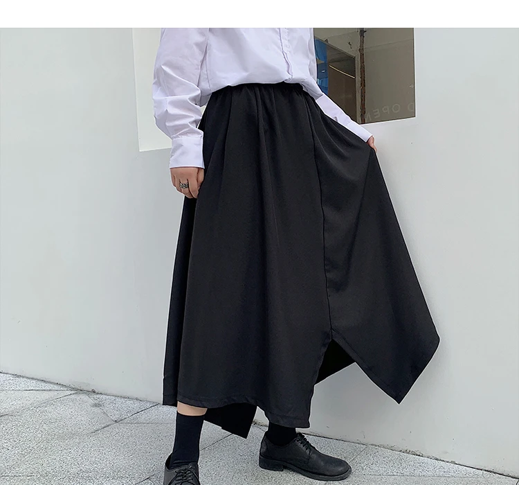 Для мужчин необычный дизайн свободные юбки брюки для мужчин Уличная Хип Хоп готический панк Япония Кимоно брюки сценическая одежда