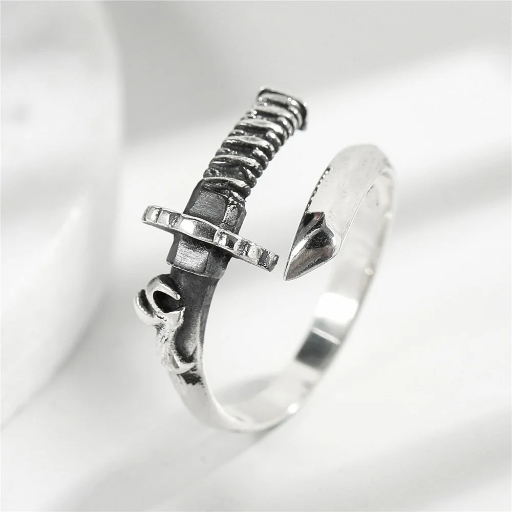 sword man ring Tai-silver 100% Sterling 925 silver Jewelry Vintage Adjustable rings for man gift