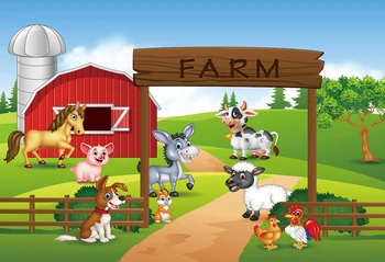 

Farm theme photography backdrop red barn animals Barnyard house kids birthday background photo studio new photocall XT-6525