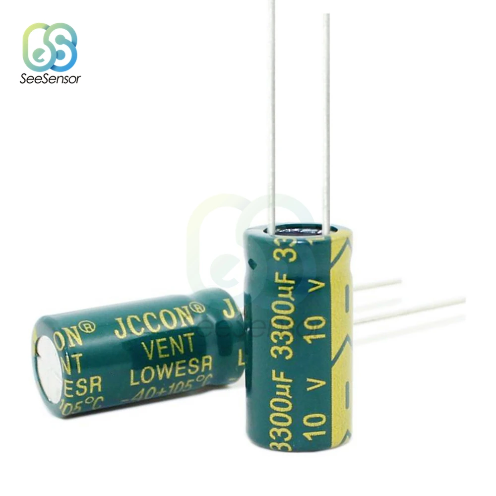 10 шт. высокая частота низкая ESR Алюминий электролитический конденсатор, алюминиевая крышка, 10В 3300 мкФ 10x20 мм