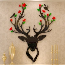 Deer head Wall sticker Bedside Creative Acrylic 3d Self-adhesive DIY Wall Decoration Living room sofa background wall painting deer 3d wall sticker