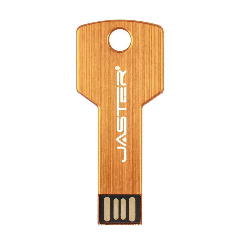 JASTER Металлический Ключ форма USB флэш-накопитель карта памяти брелок Флешка 4 ГБ 8 ГБ 16 ГБ 32 ГБ 64 ГБ U диск подарок(более 10 шт. бесплатный логотип - Цвет: Цвет: желтый