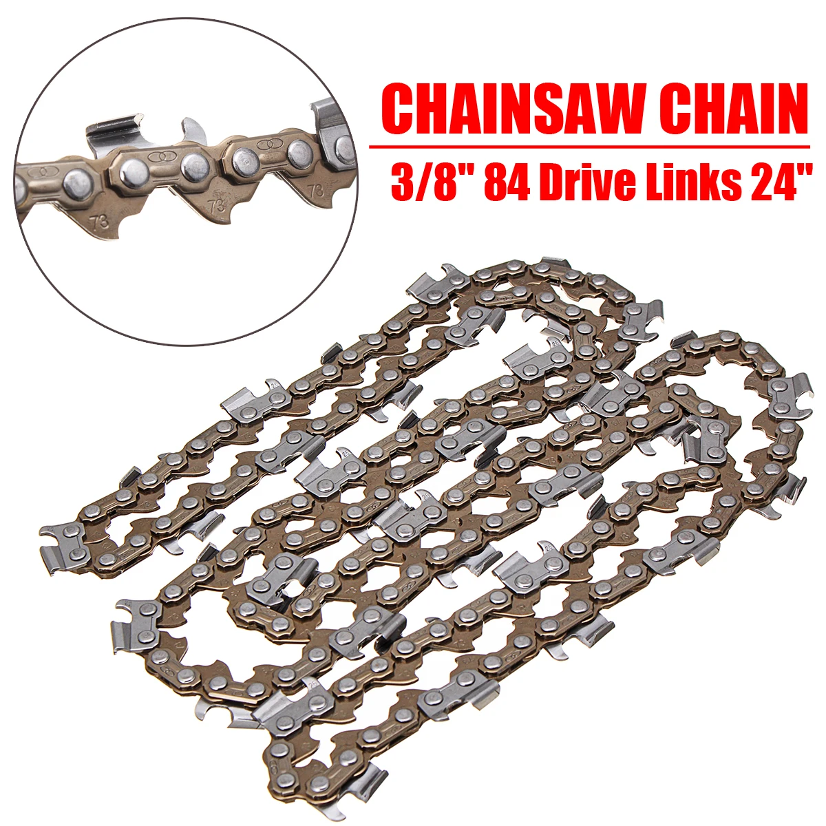 MTGATHER 24" Chainsaw Chain 3/8" 84 Drive Link Shape Blade Saw Chain
