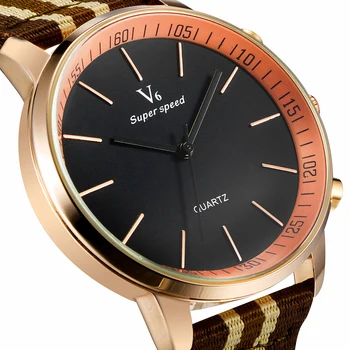 

V6 Fashion Men's Casual Watches Vintage Dress Elegant Analog Dial Fabric Bracelet Strap Quartz Watch Men Gift relogio masculino