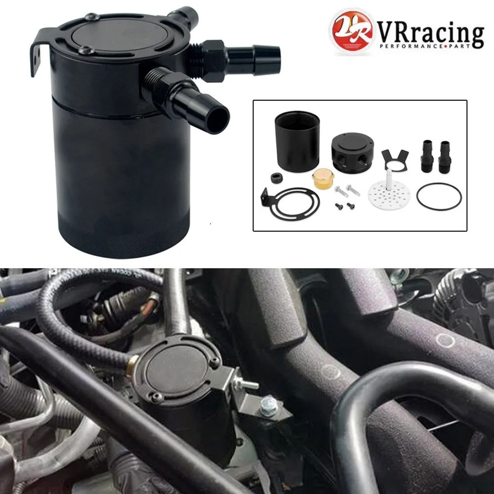 Racing Baffled Aluminum 3-Port Oil Catch Can Tank Reservoir Air-Oil Separator