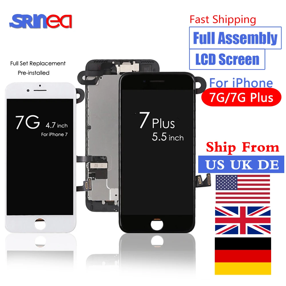 

100% AAA Display For iPhone 7 Plus OEM 7plus LCD Touch Screen Digitizer Complete Assembly With Front Camera Ship From US UK DE