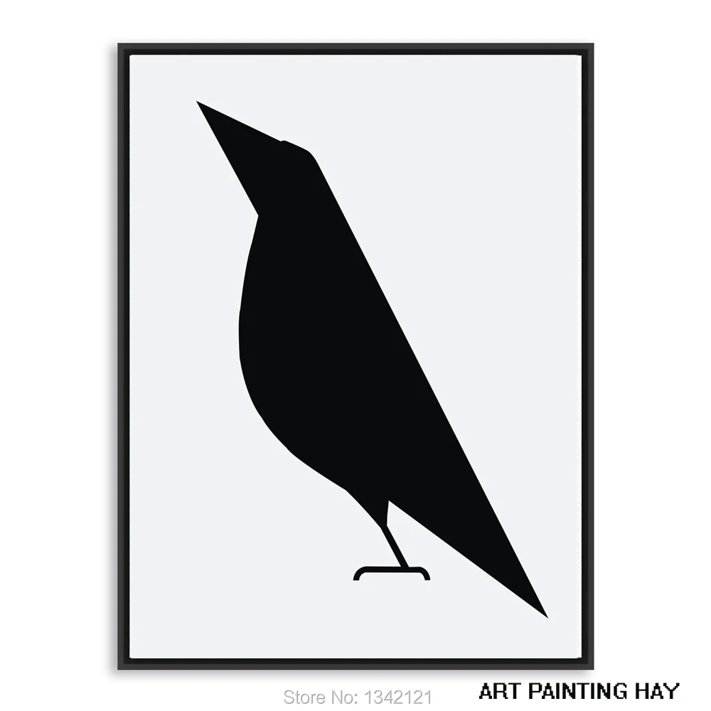 Yang Modern Minimalis Hitam Putih Burung Abstrak Poster Animal