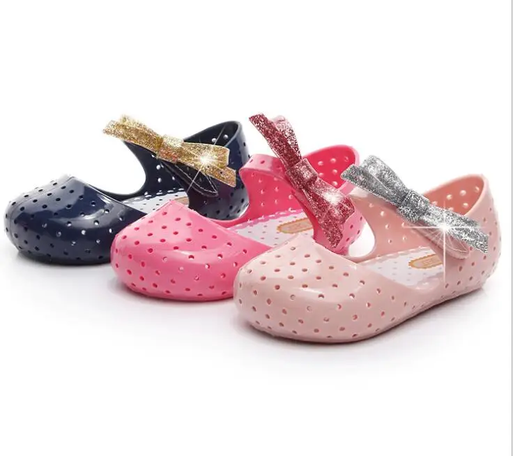 

mini sed2019 Girls' sandals jelly shoes girls' sandals, bowknot, non-slip, Melissa beach sandal children's kids Baby Water Shoes