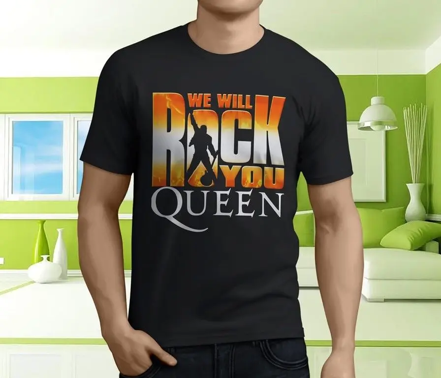 Новый Прохладный QUEEN мы будем рок вы рок группа для мужчин черный футболка Размеры S-3XL
