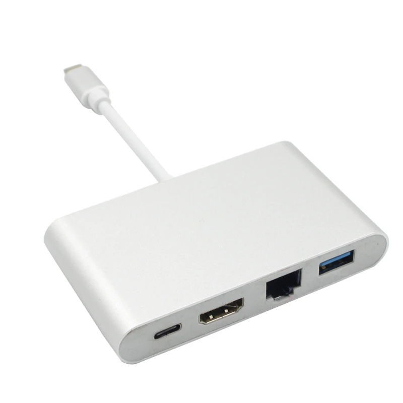 Type-C USB C to HDMI 4K+Gigabit Ethernet (RJ45 Port)+USB 3.0 USB 3.1 Type C Adapter Digital AV Adapter Video Converter Type-C USB C to HDMI 4K+Gigabit Ethernet (RJ45 Port)+USB 3.0 USB 3.1 Type C Adapter Digital AV Adapter Video Converter