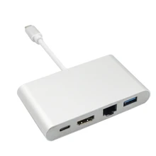 Type-C USB C to HDMI 4K+Gigabit Ethernet (RJ45 Port)+USB 3.0 USB 3.1 Type C Adapter Digital AV Adapter Video Converter Type-C USB C to HDMI 4K+Gigabit Ethernet (RJ45 Port)+USB 3.0 USB 3.1 Type C Adapter Digital AV Adapter Video Converter