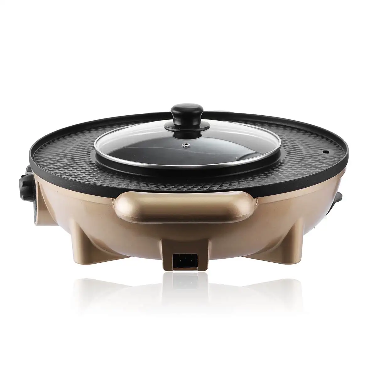 

220V 1600W 2 in1 Electric Pan Hot Pot BBQ Frying Cook Electric Grill Kitchen Cooking Machine Smokeless Non-stick Electric Cooker