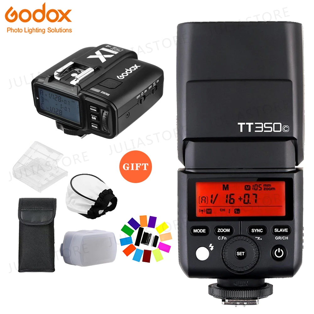 

Godox Mini Speedlite TT350C tt350 2.4G TTL GN36 Camera Flash Speedlite for Canon Mirrorless digital Cameras + X1T-C Transmitter