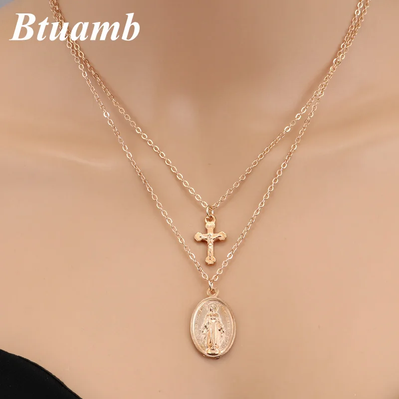 Btuamb панк двухслойные массивные ожерелья Femme Bijoux Золотой Серебряный цвет большой