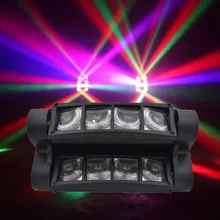 Mini led 8x10w rgbw, cabeça de movimento, feixe de aranha, iluminação de palco, dmx 512, lâmpada aranha, bom para festa de discoteca dj