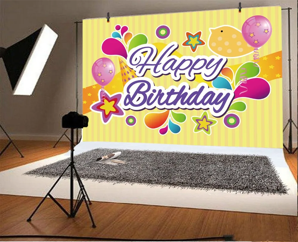 Laeacco Baby Cartoon Happy Birthday Party Balloons Star Pattern Photography Backdrops Photo Backgrounds Photocall Photo Studio