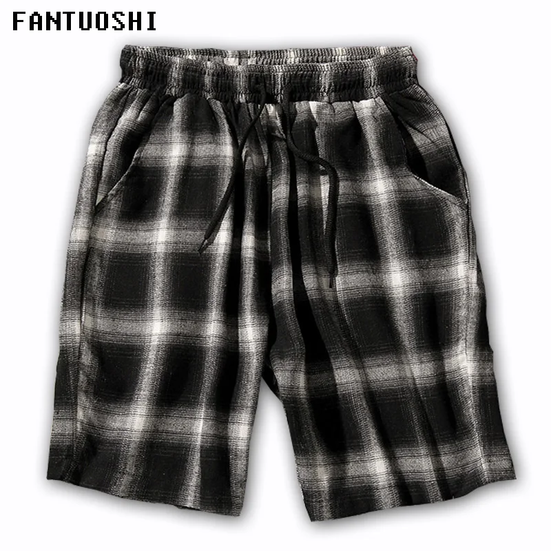 Shorts Men 2018 New Summer Fashion Mens Shorts Casual Cotton Loose Masculina Plaid Shorts Elastic waist Black Large size 5XL Shorts Men 2018 New Summer Fashion Mens Shorts Casual Cotton Loose Masculina Plaid Shorts Elastic waist Black Large size 5XL