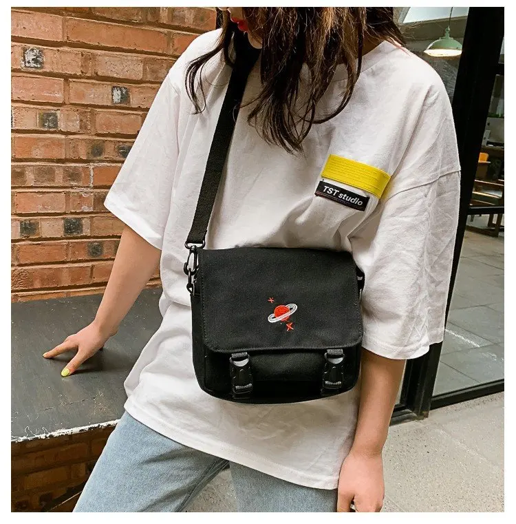  Bags for Women 2019 Fashion Messenger Bags Brand New Creative Cartoon Embroidery Planet Canvas Shou - 33018501085