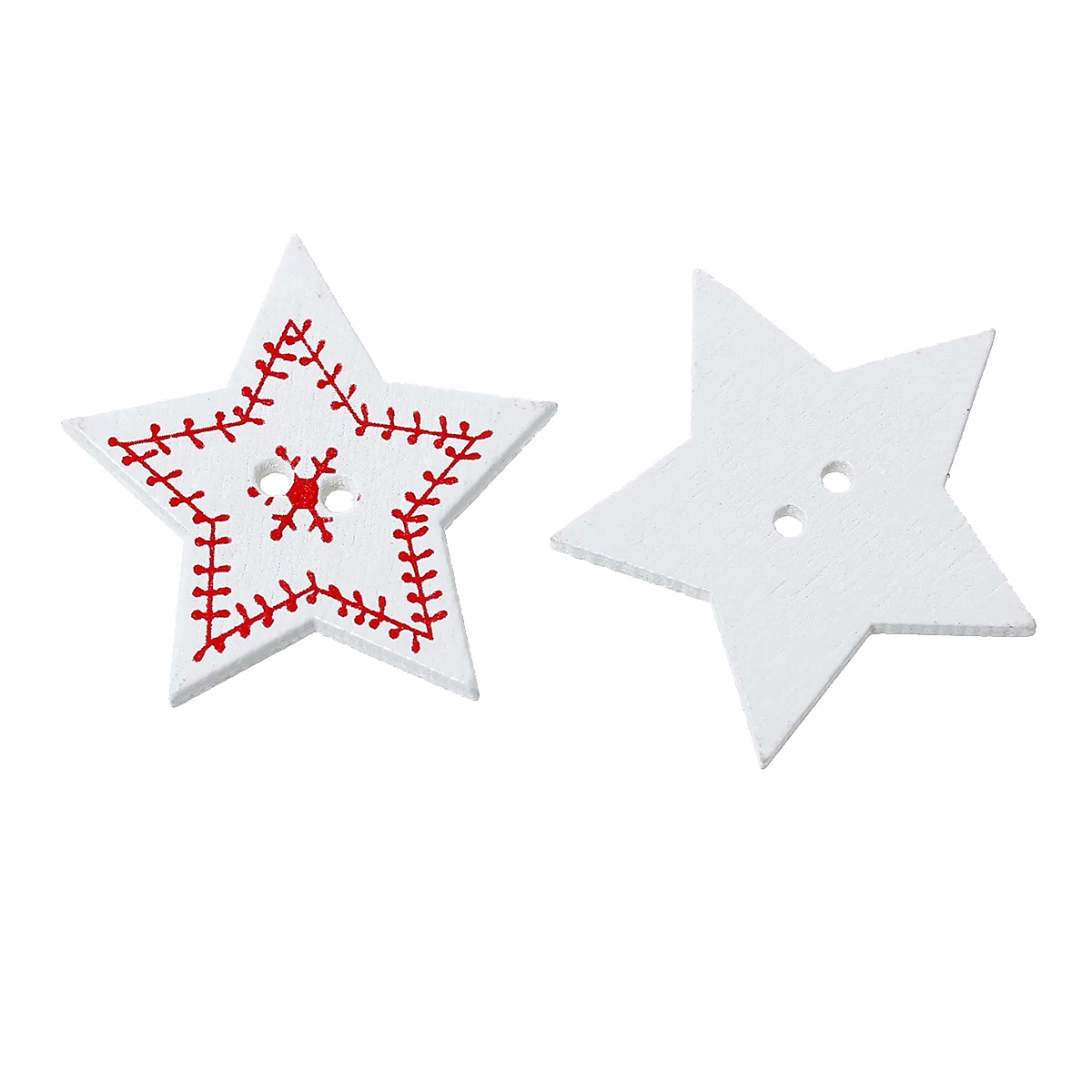 

DoreenBeads Wood Sewing Button Scrapbooking Star White Two Holes Snowflake Pattern 3.3cm(1 2/8")x 3.0cm(1 1/8"),5 PCs 2015 new