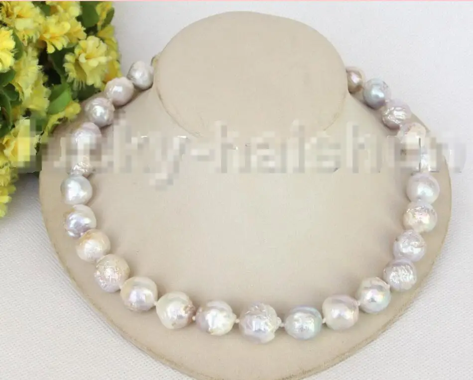 

Hot sale new Style >>>>>Baroque natural 18" 16mm gray Reborn keshi pearls necklace j11215
