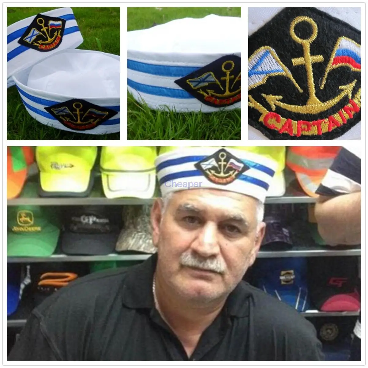 Unisex Yacht Boat Captain Sailor Hat Anchor Picture Polyester Skipper