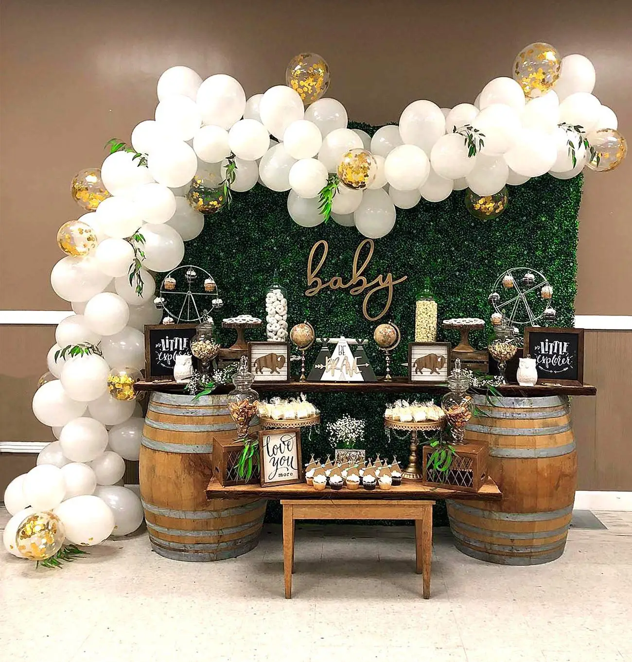 

METABLE TOTAL110PCS White and Gold Latex Balloons Pack for Weeding Birthday Bachelorette Party Backdrop Background Decorations