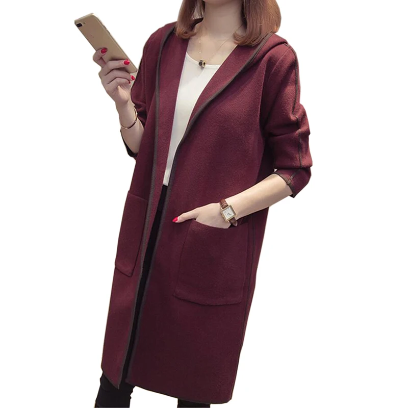 Best Price Women Long Hooded Sweater 2018 Spring Autumn Solid Color Long Sleeve Thicken Knitted Cardigan Female Sweater Coat Plus Big Size Best Price Women Long Hooded Sweater 2018 Spring Autumn Solid Color Long Sleeve Thicken Knitted Cardigan Female Sweater Coat Plus Big Size