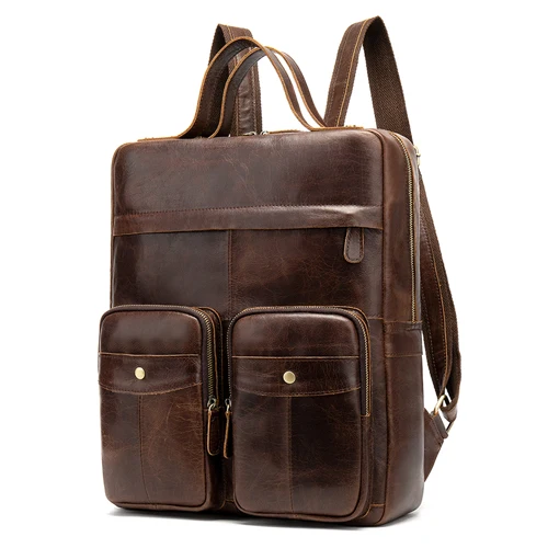 Мужские рюкзаки WESTAL из натуральной кожи, повседневный рюкзак для подростков, рюкзак для путешествий, многофункциональная школьная сумка для мужчин 8207 - Цвет: 8207F4coffee