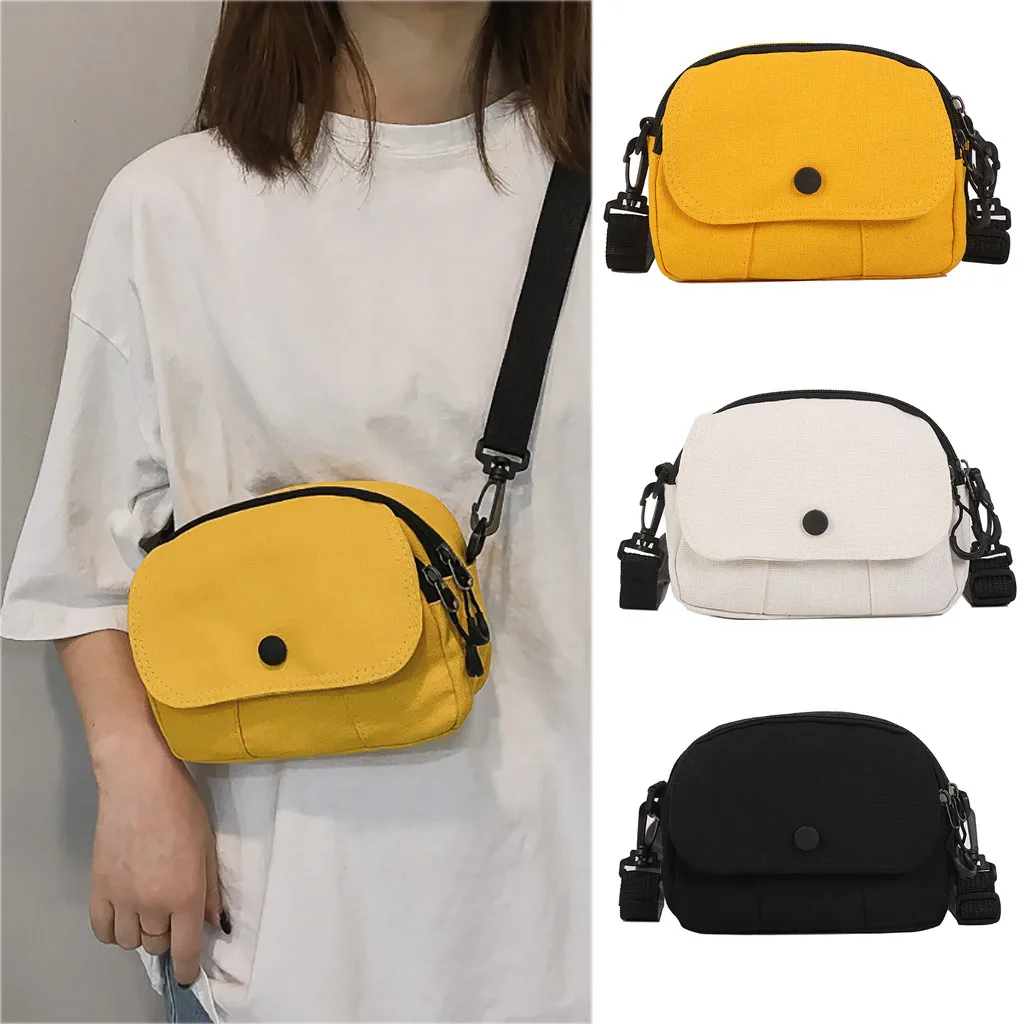 

23#Women small handbag Pure Color Casual Tote Outdoor Bag Canvas Handbag Zipper Shoulder Bag bolsa feminina Dropshipping