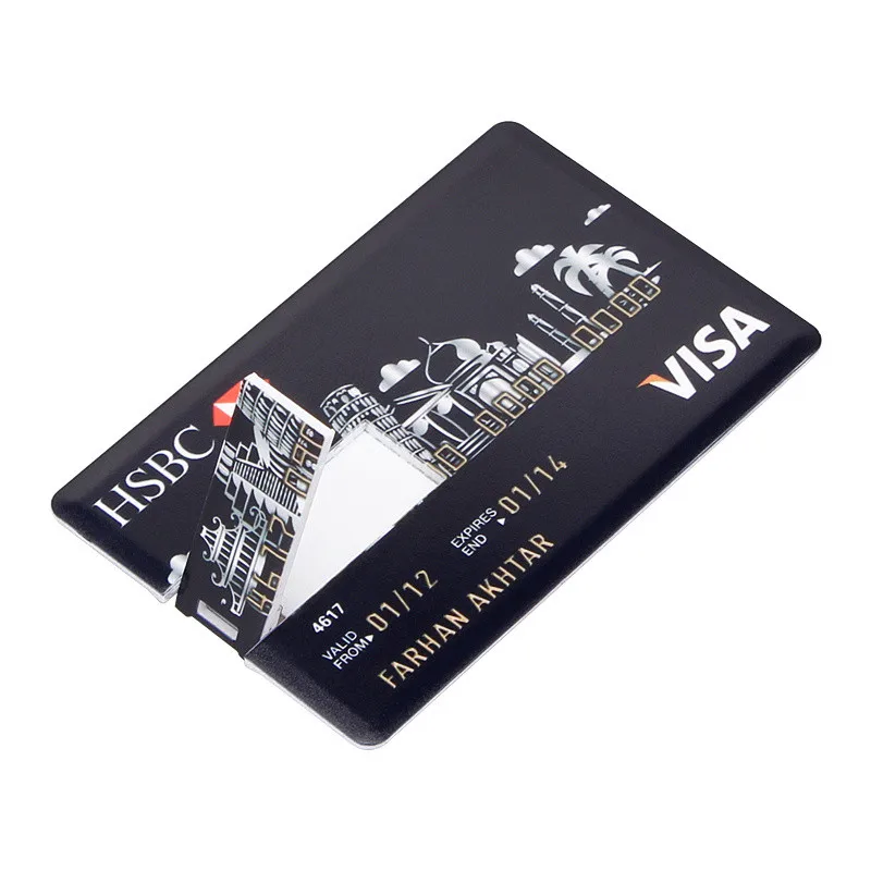 Credit Card USB Flash 128GB USB 2.0 flash stick 32GB Pen drive memory stick 64GB pendrive real capacity 4GB 8GB 16GB free LOGO (1)