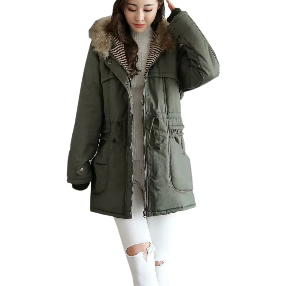 Army Chaud Mode Veste Femmes Longues Manteaux Automne Manteau Manches Air Green 2018 D'hiver Polaire Capuche En Femme Plein Poche De Vent À Mujer Zip ZBxEqU
