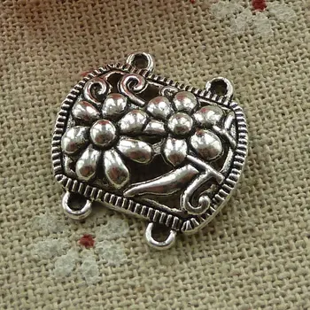 

120 pieces tibetan silver flower connectors 21x21mm #3134