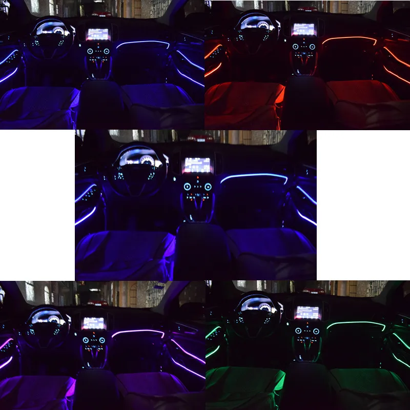 1 светильник/4 светильник, футболка с принтом "автомобиль" RGB волоконно-оптический Атмосфера лампы приложение Управление интерьера автомобиля светильник окружающей среды светильник декоративные панели двери